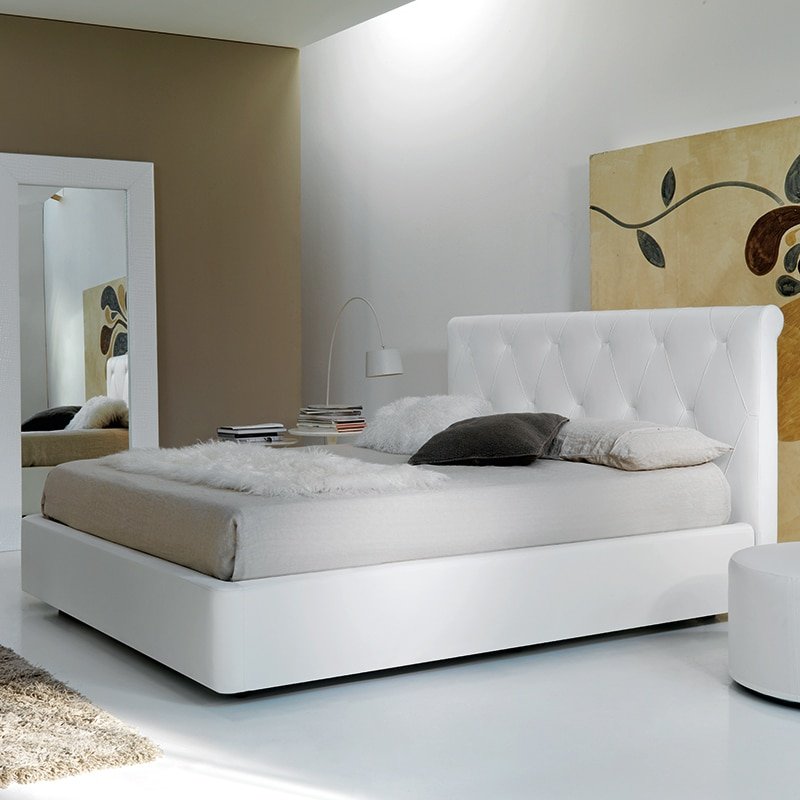 Diamante - Letto Matrimoniale Moderno con Decoro Imbottito