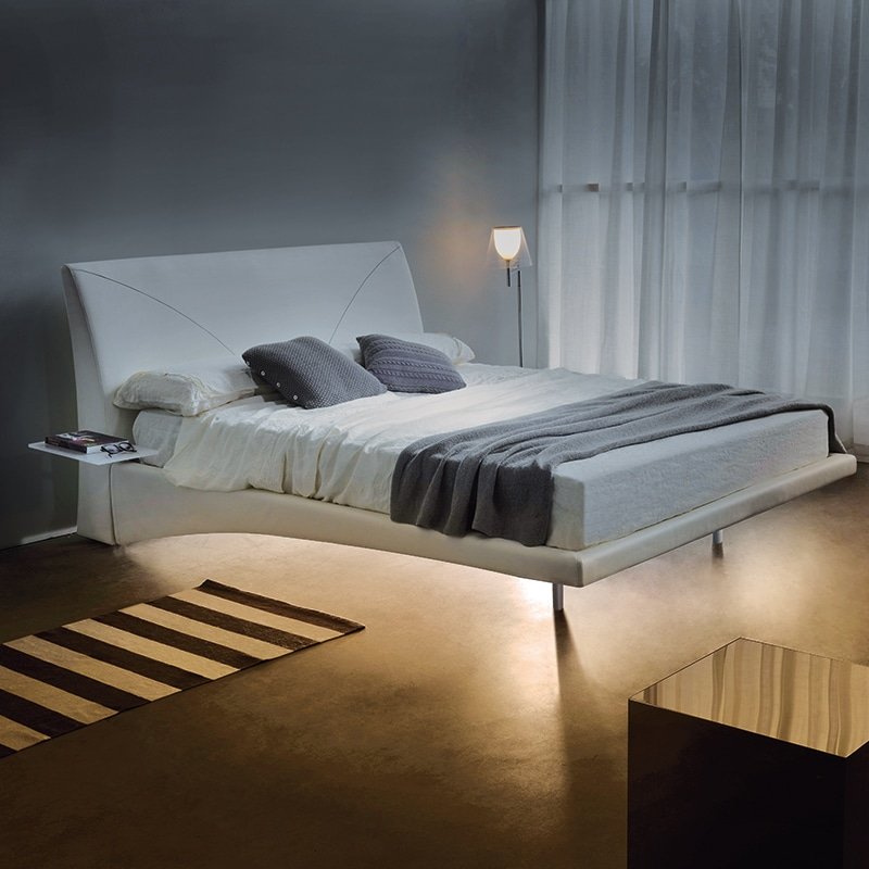 Fly Light - Letto Matrimoniale Moderno Imbottito - Design Italiano