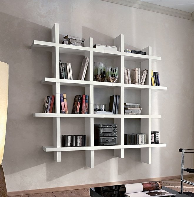 Libreria a Muro Moderna Alba 903 La Primavera - Design Geometrico
