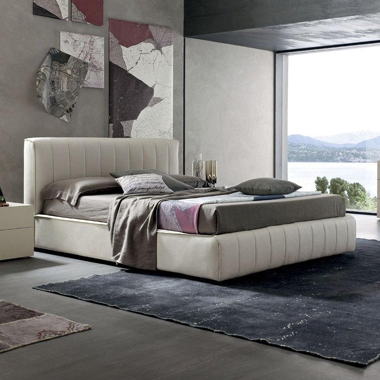 Oliver - Letto Matrimoniale Imbottito Moderno Maronese ACF