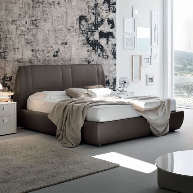 Letto Imbottito Matrimoniale Soft Maronese ACF - Design Italiano