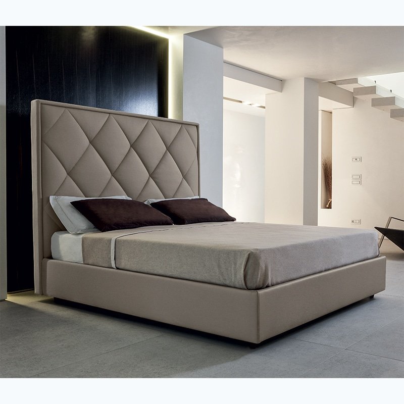 Alex - Letto Matrimoniale Imbottito Moderno in Tessuto/Ecopelle