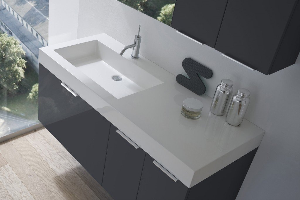 Arredobagno Treviso e provincia - lavabo moderno integrato con mobile sospeso