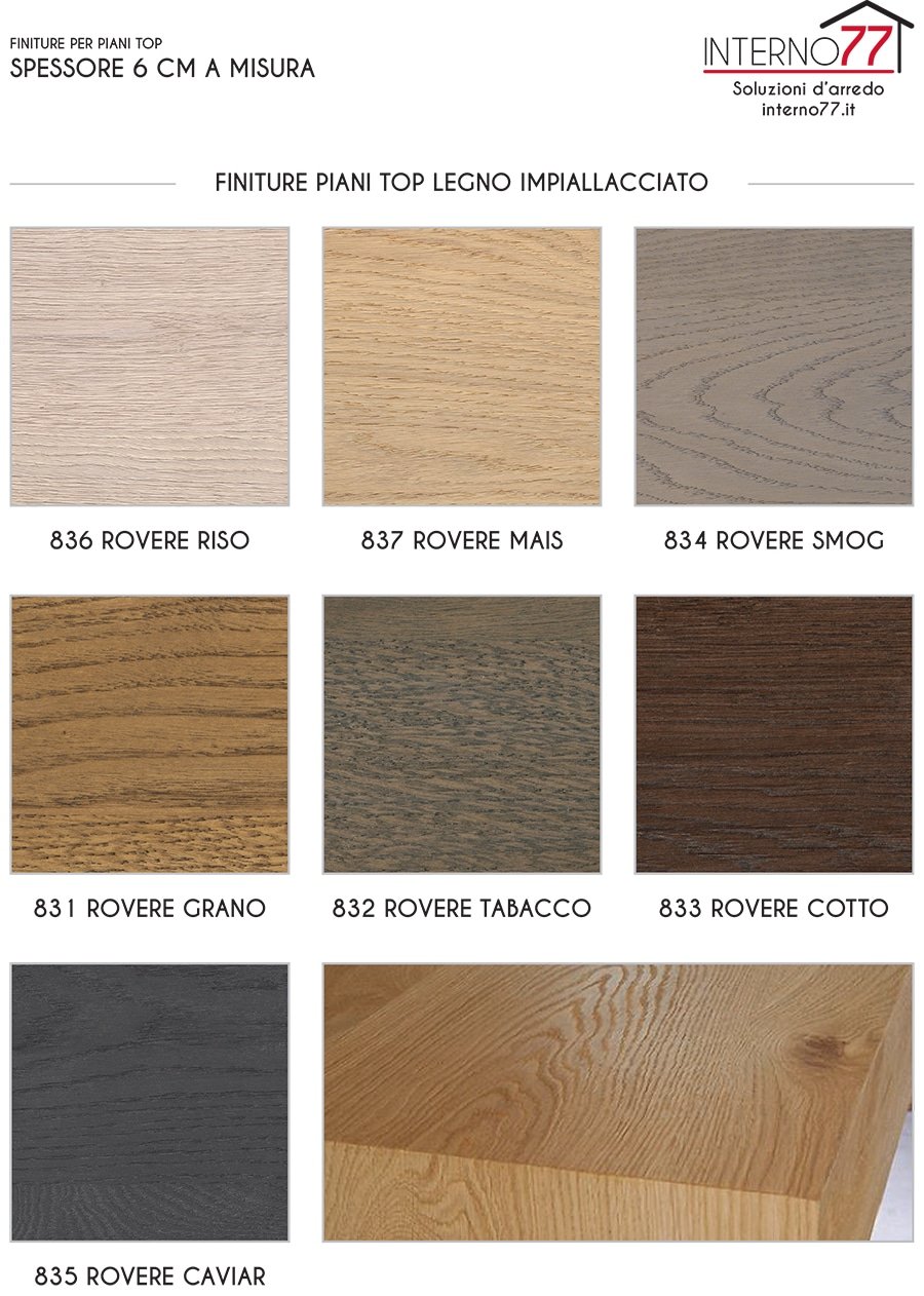 FINITURE PIANI TOP LEGNO IMPIALLACCIATO SPESSORE 6 CM
