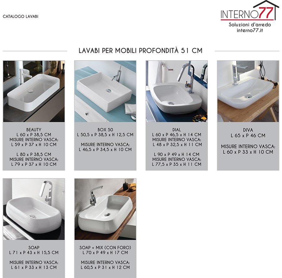 LAVABI TUTTOFUORI PER PROFONDITA' 51 CM