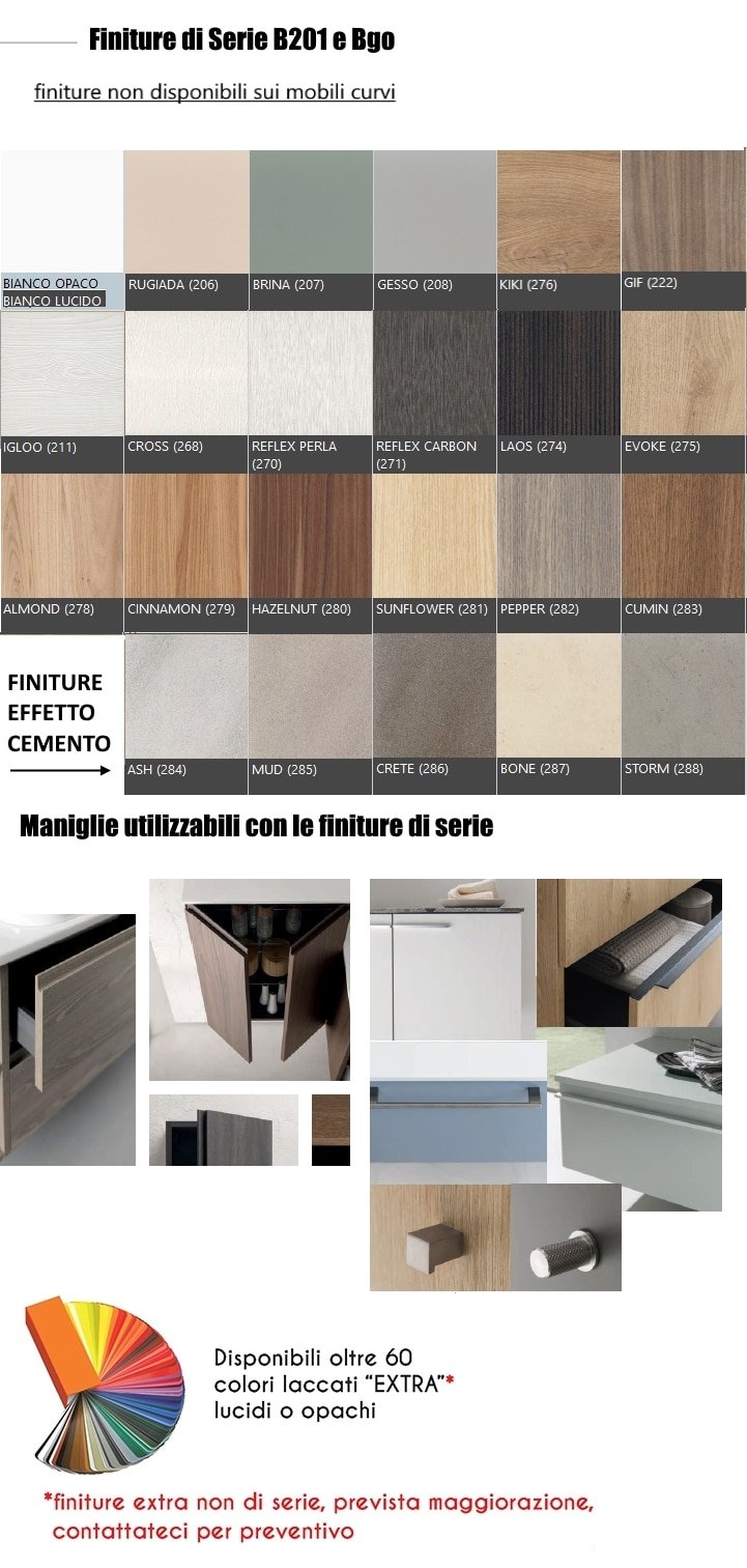 Mobile bagno sospeso 120 cm Compab - Campionario finiture legno