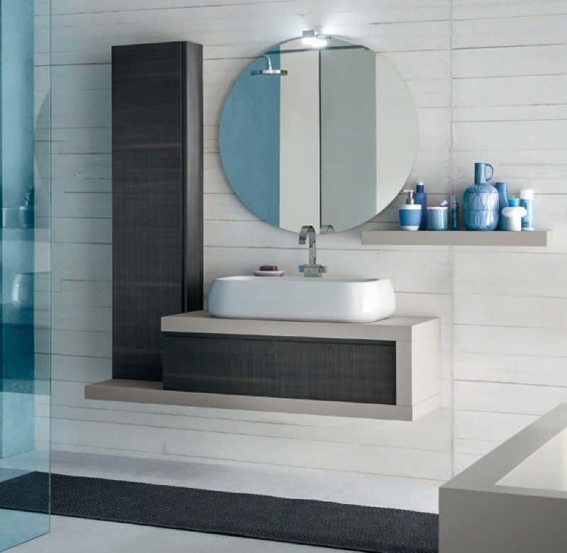 BG17 - Mobile arredo bagno design L.136 cm personalizzabile COMPAB