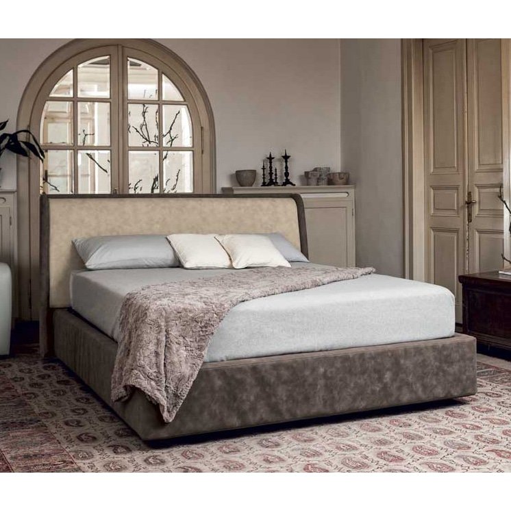 Marin - Letto Matrimoniale Design Sinuoso in Tessuto o Ecopelle
