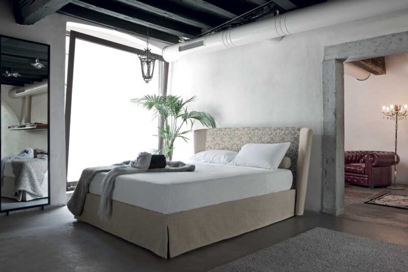 Aria - Letto Matrimoniale Imbottito Moderno - Design Italiano