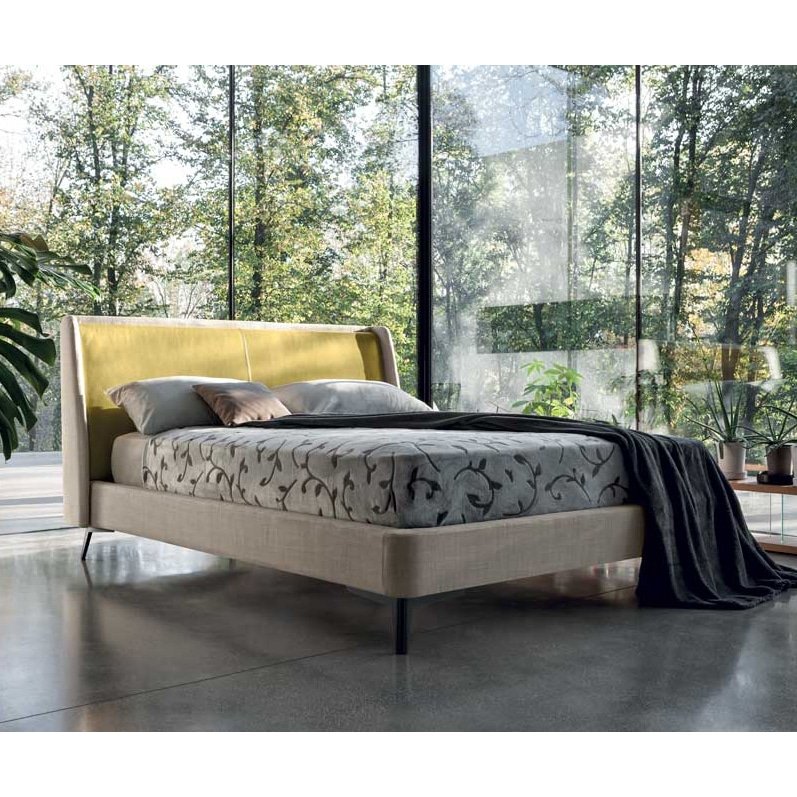 Mistral - Letto Matrimoniale Moderno in Tessuto o Ecopelle