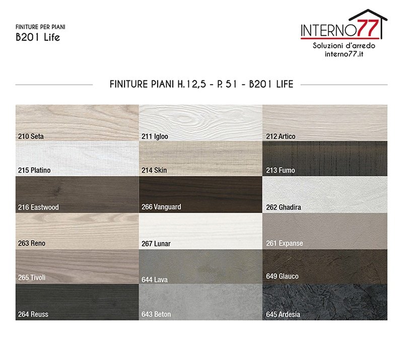 B201 LIFE - FINITURE PIANI ALTEZZA 12,5 CM - PROFONDITA' 51
