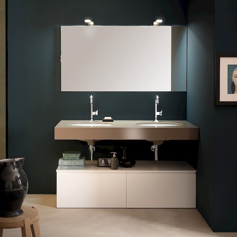 T125 03 - Mobile arredo bagno design L 140 x P 51 cm personalizzabile COMPAB