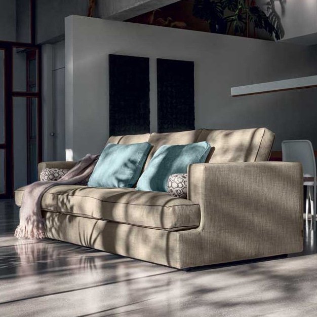 Divano Lux - Design Moderno in Tessuto o Ecopelle - Made in Italy