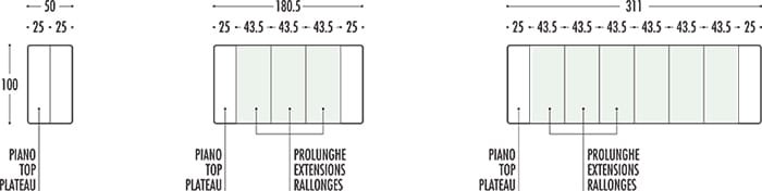 Tavolo consolle estensibile Fabio LA PRIMAVERA - chiuso e aperto