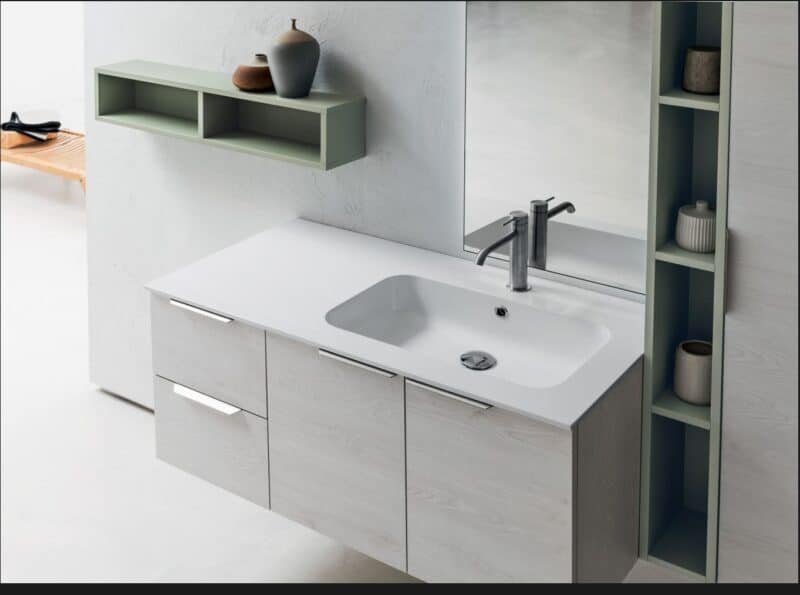 B201 BD008 - Mobile arredo bagno design L 156 x P 51 cm personalizzabile COMPAB