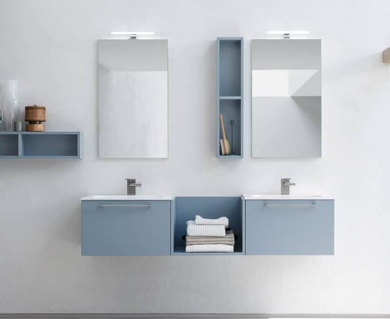 BD016 - Mobile arredo bagno doppio lavabo L.171x46 cm personalizzabile COMPAB
