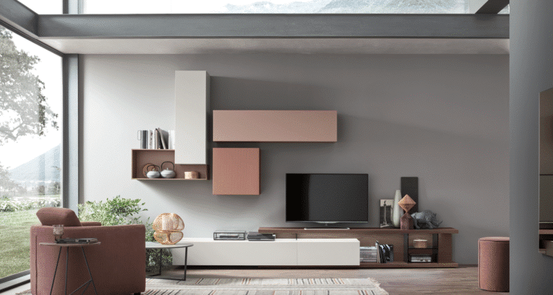 Seta SU2202 - Mobile soggiorno moderno componibile L 378 cm MARONESE ACF
