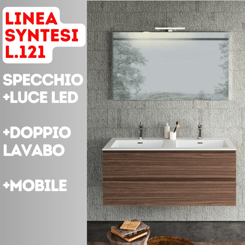 Mobile Bagno Doppio Lavabo Syntesi 121 cm | Baxar Design