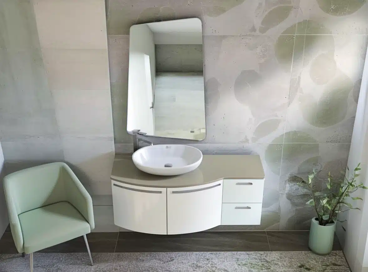 Tendenze Arredo Bagno 2026: Materiali, Colori e Forme del Nuovo Bagno Italiano 7 Tendenze arredo bagno 2026 Arcom ELY lavabo appoggio design curvo