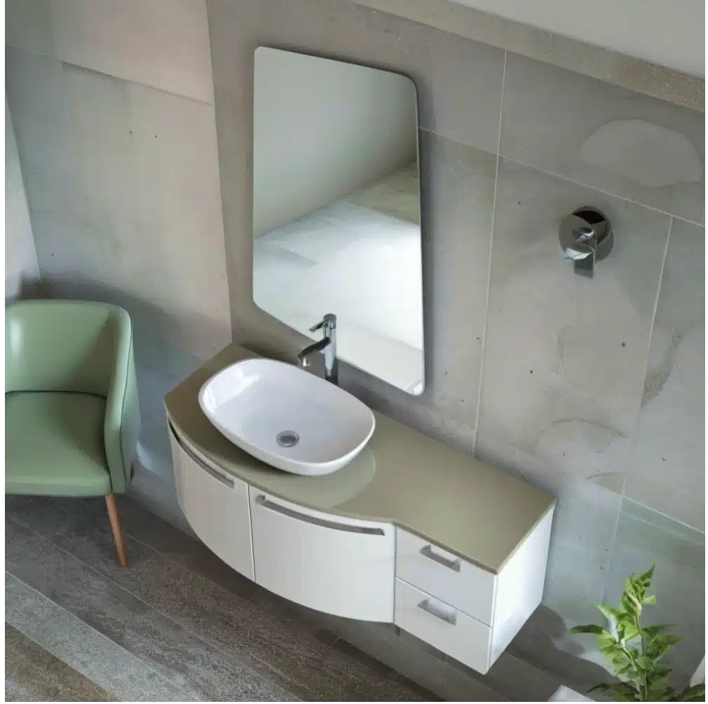 Mobile Bagno Curvo: Perché le Forme Morbide Dominano il Design 2026 7 Mobile bagno curvo Arcom ELY con lavabo in appoggio