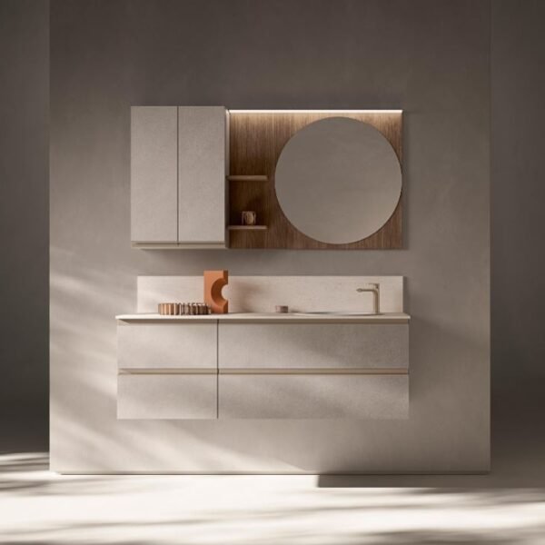 Mobile Bagno Sospeso Compab IP04 - vista frontale, design minimalista, arredo bagno moderno