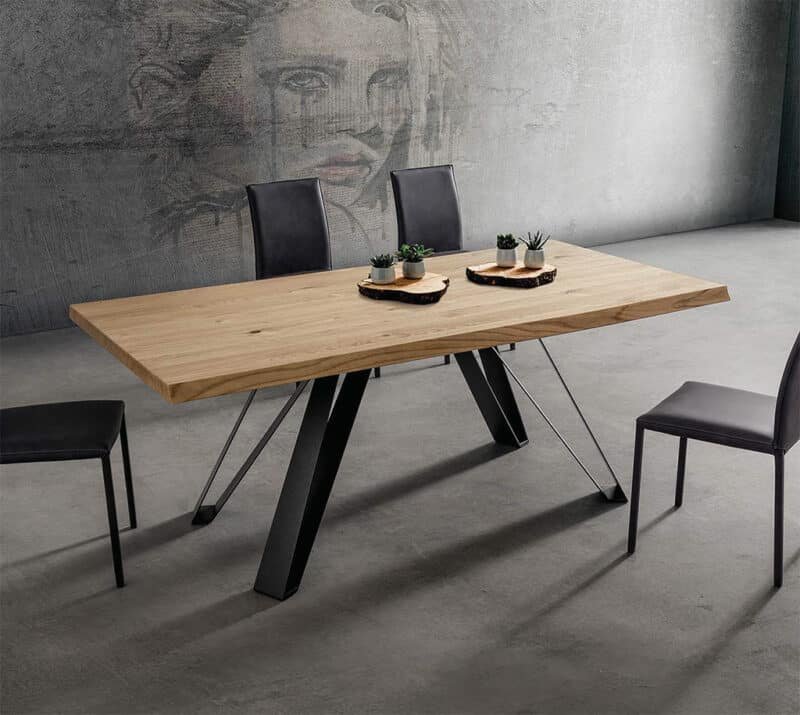 Tavolo Legno Massello Metallo Noah La Primavera - Design Industriale
