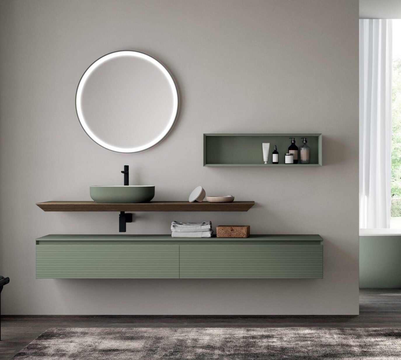 Mobili da bagno Baxar - mobile di design moderno con finitura azzurra