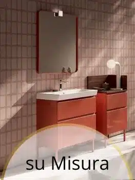Mobile bagno BD017 COMPAB rosso con specchio e pensili