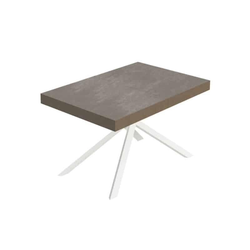 Tavolo allungabile 120/204x80 cm Niket tortora gambe bianche