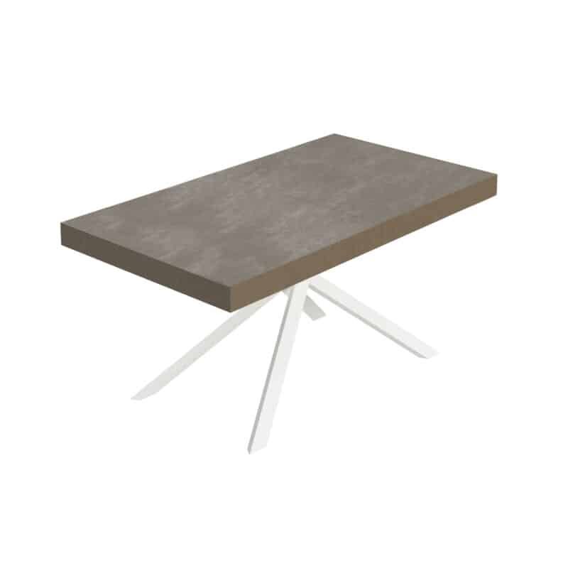 Tavolo allungabile 160/420x90 cm Niket tortora gambe bianche