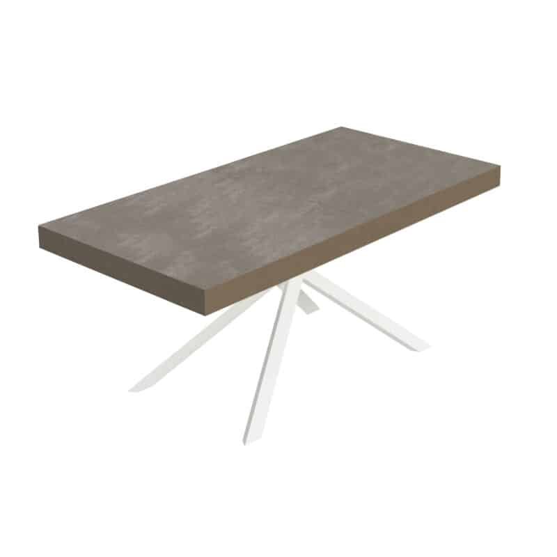 Tavolo allungabile 180/440x90 cm Niket tortora gambe bianche