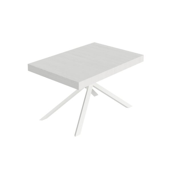 Tavolo allungabile 140/400x90 cm Niket bianco frassino gambe bianche