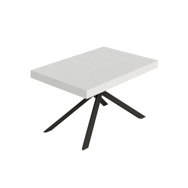 Tavolo allungabile 120/224x90 cm Niket bianco frassino gambe antracite