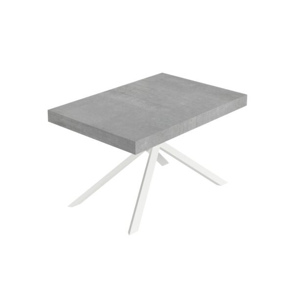 Tavolo allungabile 140/400x90 cm Niket cemento gambe bianche