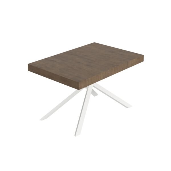 Tavolo allungabile 140/400x90 cm Niket noce gambe bianche