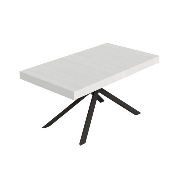 Tavolo allungabile 160/420x90 cm Niket bianco frassino gambe antracite