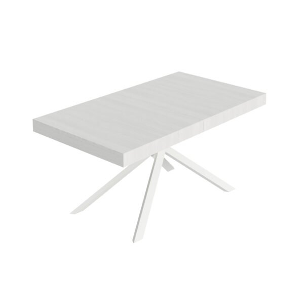 Tavolo allungabile 160/420x90 cm Niket bianco frassino gambe bianche
