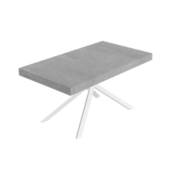 Tavolo allungabile 160/420x90 cm Niket cemento gambe bianche