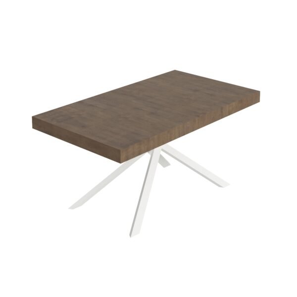 Tavolo allungabile 160/420x90 cm Niket noce gambe bianche