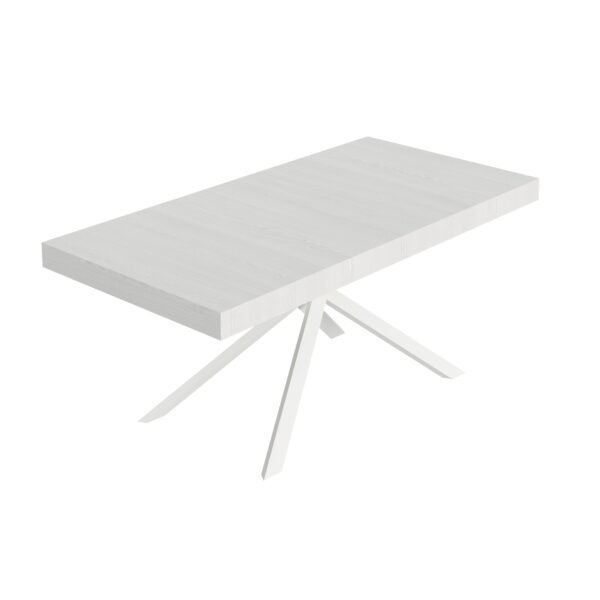 Tavolo allungabile 200/460x90 cm Niket bianco frassino gambe bianche