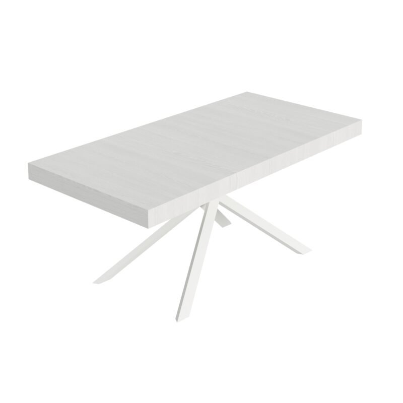 Tavolo allungabile 200/460x90 cm Niket bianco frassino gambe bianche