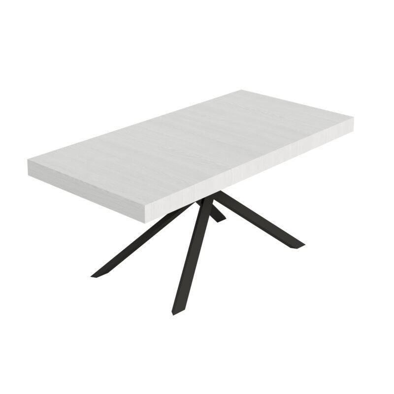 Tavolo allungabile 200/304x90 cm Niket bianco frassino gambe antracite