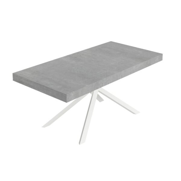 Tavolo allungabile 200/460x90 cm Niket cemento gambe bianche