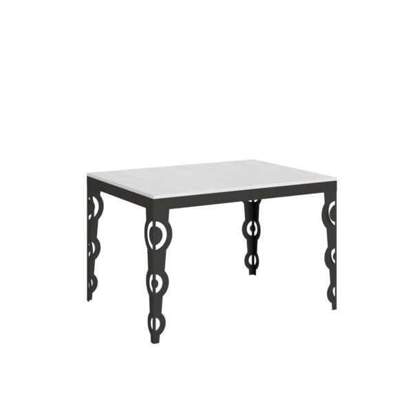 Tavolo allungabile 120/224x90 cm Karamay Evolution bianco frassino telaio e gambe antracite