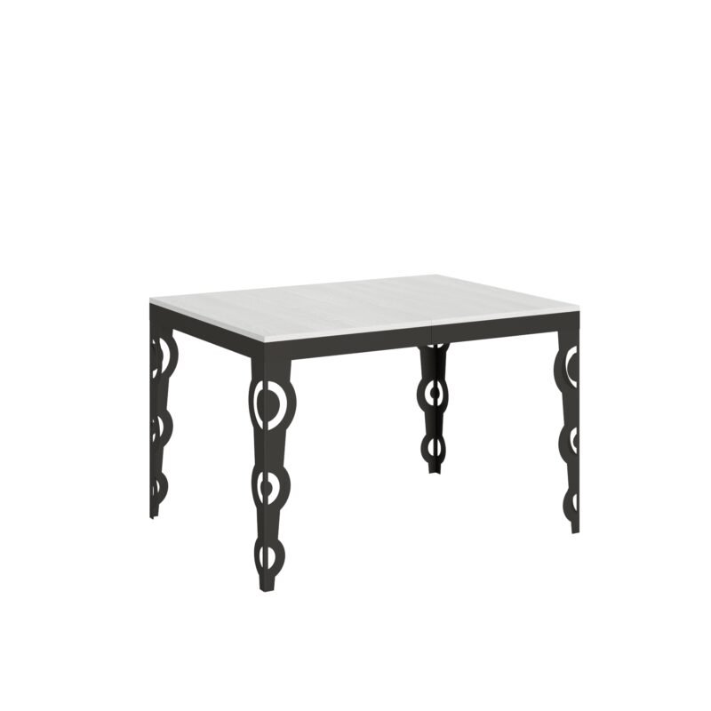 Tavolo allungabile 120/224x90 cm Karamay Evolution bianco frassino telaio e gambe antracite