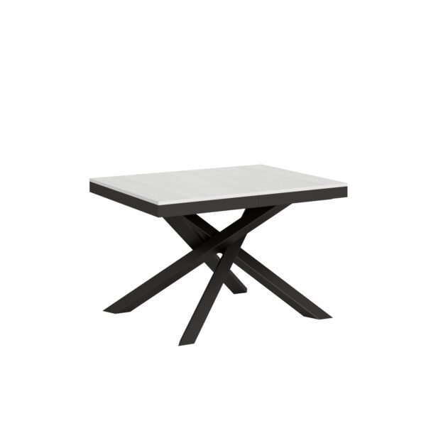 Tavolo allungabile 120/380x90 cm Volantis Evolution bianco frassino telaio e gambe antracite