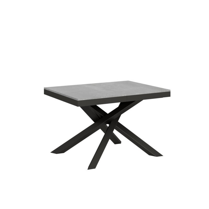 Tavolo allungabile 120/380x90 cm Volantis Evolution cemento telaio e gambe antracite