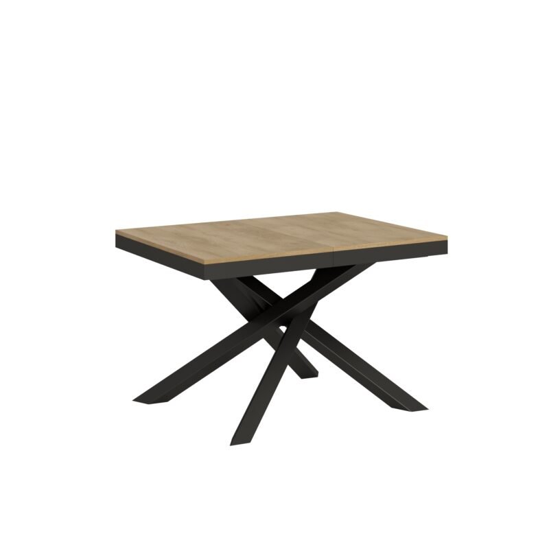 Tavolo allungabile 120/380x90 cm Volantis Evolution quercia natura telaio e gambe antracite