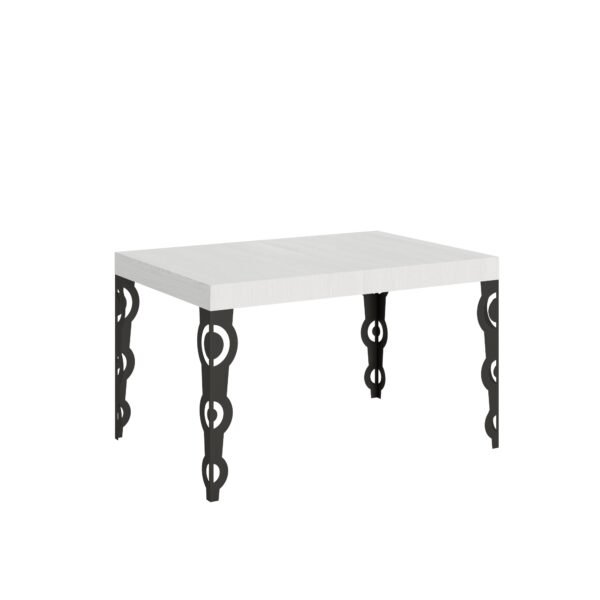 Tavolo allungabile 140/244x90 cm Karamay bianco frassino gambe antracite
