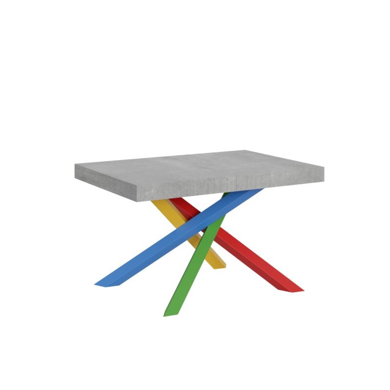 Tavolo allungabile 120/380x90 cm Volantis cemento gambe multicolore 4/B